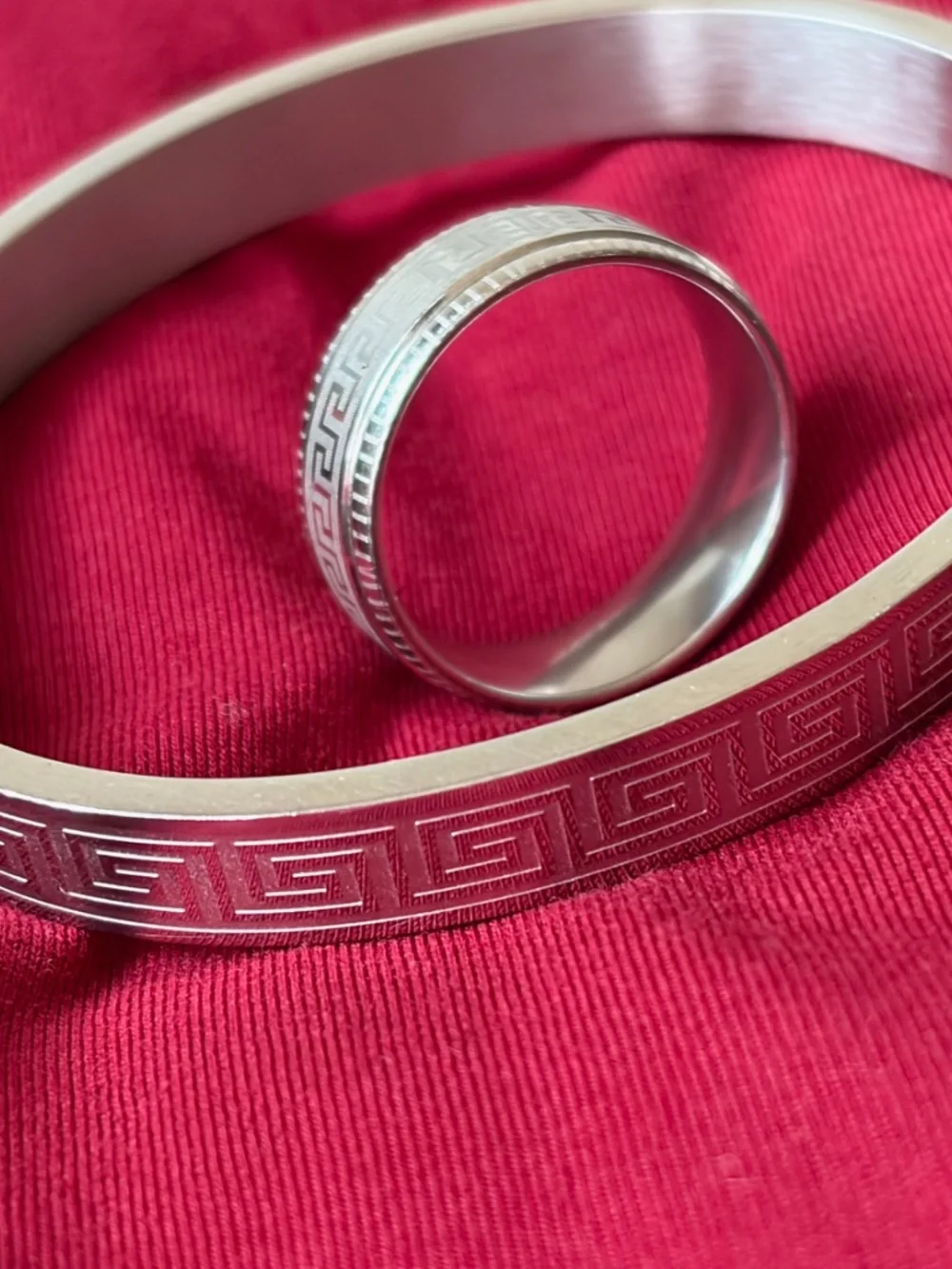 Bracelet and ring.  Will never change color!